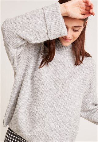 MOCK NECK JUMPER - GREY
