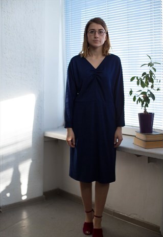 VINTAGE 90'S NAVY BLUE LONG SLEEVED DRESS
