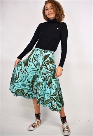 VINTAGE 90S ROBERTO CAVALLI TURQUOISE BLACK SKIRT