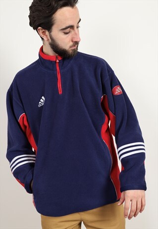 VINTAGE ADIDAS FLEECE NAVY RED