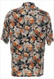 VINTAGE FRUIT PRINT BLACK & ORANGE HAWAIIAN SHIRT - M