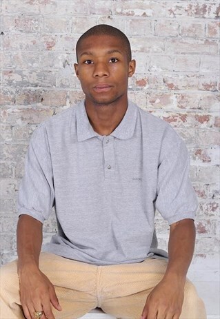 VINTAGE VERSACE LOGO POLO GREY