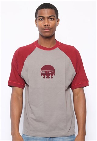 VINTAGE NIKE BIG LOGO T-SHIRT GREY AND RED