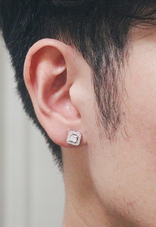 GEM SQUARE EARRINGS - SILVER