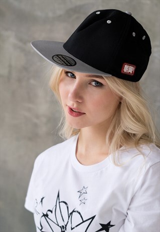 JAPANESE STYLE SNAPBACK CAP BLACK TRUCKER BASEBALL HAT