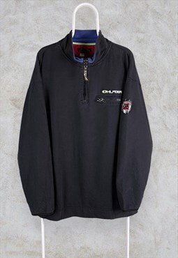 Vintage Black Tommy Hilfiger Sweatshirt 1/4 Zip XL