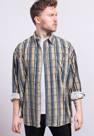 VINTAGE CORDUROY CORD STRIPED SHIRT