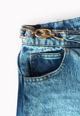Designer 1970s inspired Blue Denim Jeans