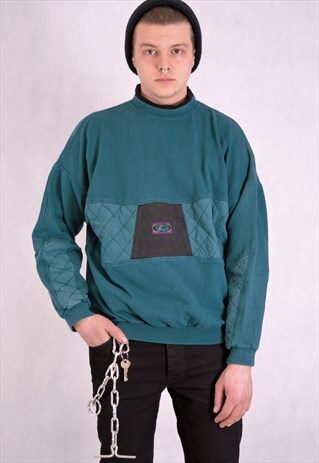 VINTAGE 90S GREEN SWEATSHIRT, RETRO SPORTSWEAR