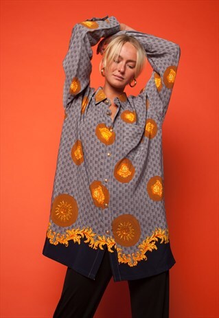 VINTAGE VERSACE SHIRT WITH GOLDEN MEDUSA PRINT