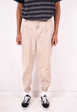 CHAPS RALPH LAUREN MENS VINTAGE TROUSERS W32 L30 BEIGE 90S