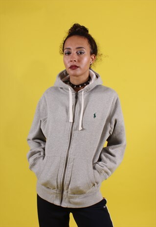 GREY RALPH LAUREN EMBROIDERED HOODIE