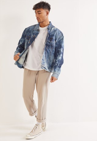 VINTAGE WRANGLER ACID WASH DENIM JACKET BLUE