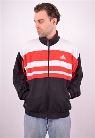 ADIDAS MENS VINTAGE TRACKSUIT TOP JACKET XL RED 90S
