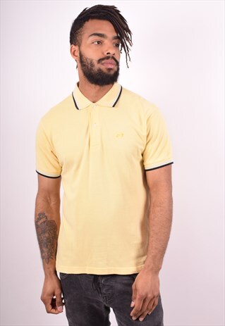 LOTTO MENS VINTAGE POLO SHIRT MEDIUM YELLOW 90S