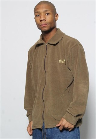 VINTAGE JACK WOLFSKIN FULL ZIP LOGO FLEECE BROWN