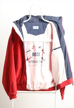 Neo International Vintage Windbreaker Hoodie Jacket Red L