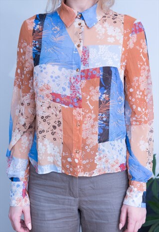 VINTAGE GIPSY 70'S SHEER PRINTED SHIRT