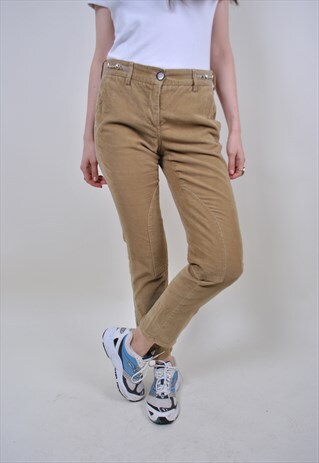 90S BROWN CORDUROY PANTS, VINTAGE SKINNY TROUSERS