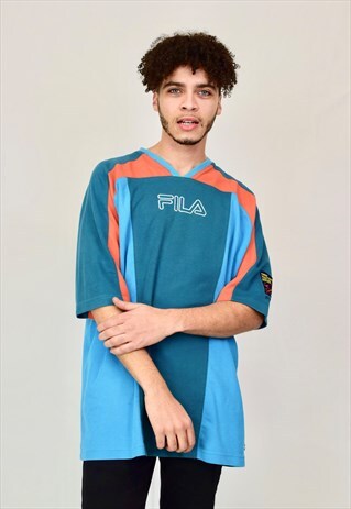 VINTAGE 90'S FILA ORANGE AND BLUE T-SHIRT