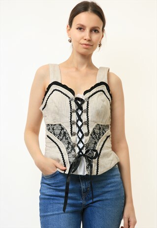 REVIVAL DIRNDL ALPEN AUSTRIAN CORSET TOP BRA 4731