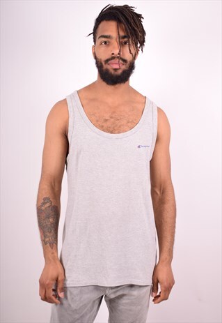 CHAMPION MENS VINTAGE VEST TOP MEDIUM GREY 90S