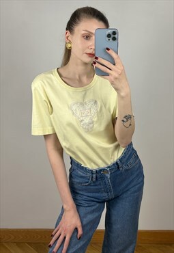 Sorbet Yellow Embroidered t-shirt by Escada