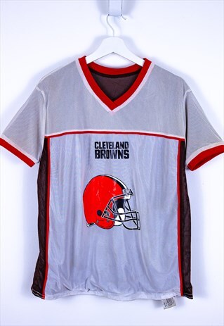 VINTAGE NFL REVERSIBLE FOOTBALL TOP WHITE / BROWN WITH LOGO