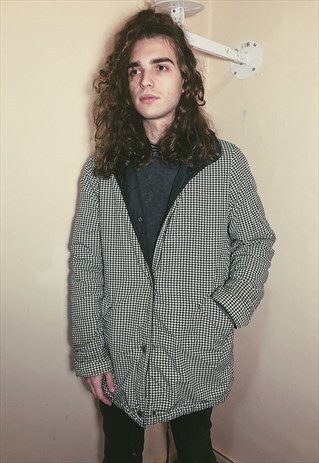 CLASSIC PIED-DE-POULE PATTERNED PUFFER JACKET