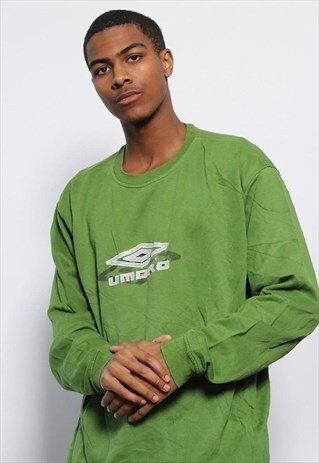 VINTAGE UMBRO LOGO EMBROIDERED OVERSIZED SWEATSHIRT GREEN