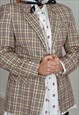 VINTAGE 80S FITTED GREEN CHECK VISCOSE SLIM FIT BLAZER XS