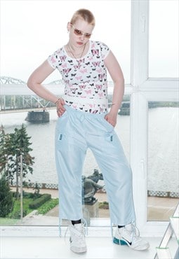 Y2K Vintage sporty spice cropped joggers in icy blue