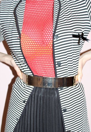 VINTAGE 90S THE KOOPLES BLACK & GOLD LEATHER EVENING BELT