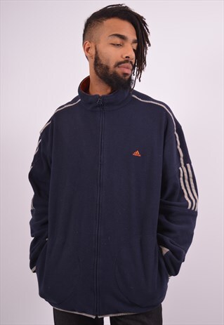 VINTAGE ADIDAS FLEECE JACKET BLUE