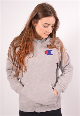 VINTAGE CHAMPION HOODIE JUMPER GREY