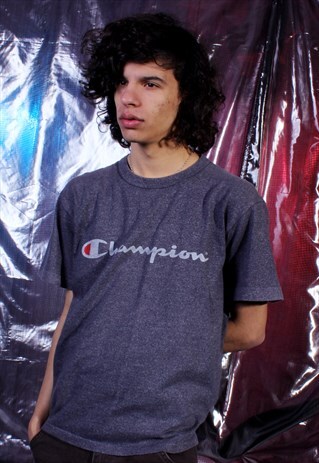 VINTAGE CHAMPION GREY PRINTED TEE