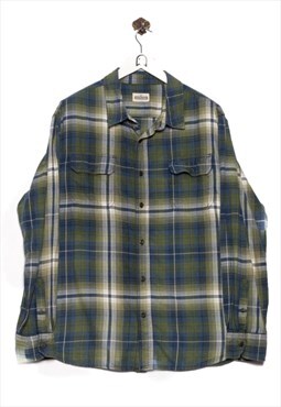 Vintge  Distillery Flannel Shirt Checkered Pattern Green/Blu