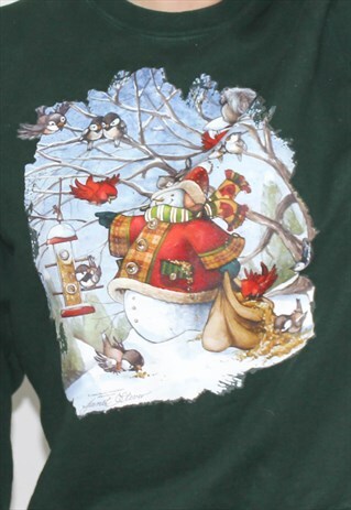 VINTAGE 90'S GREEN SNOWMAN CHRISTMAS PARTY SWEATSHIRT