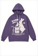Retro hoodie rabbit pullover grunge cartoon jumper in purple