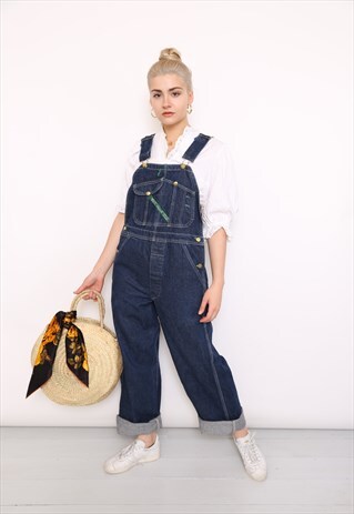 VINTAGE 90S KEY BLUE DENIM DUNGAREES