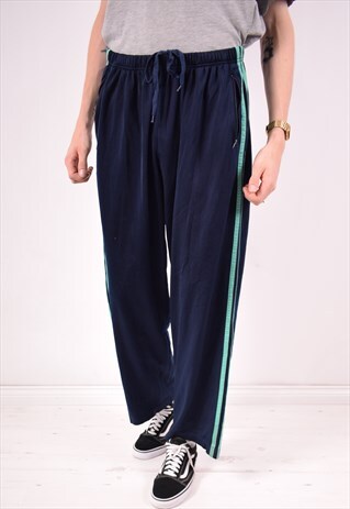 ADIDAS MENS VINTAGE TRACKSUIT TROUSERS LARGE NAVY BLUE 90S