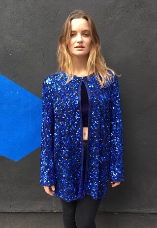 1980'S BLUE SEQUIN CARDIGAN