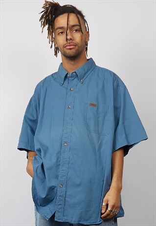 VINTAGE 90'S CARHARTT BLUE SHORT SLEEVE SHIRT