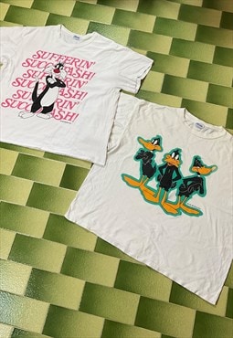 Two Vintage 90s 1993-94 Sylvester the Cat & Daffy Duck Tee