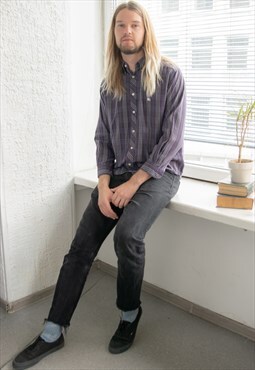 Vintage 80's Purple/Grey  Cotton Shirt