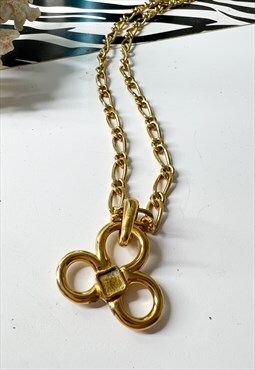 1970's Long Necklace with Chunky Geometric Pendant