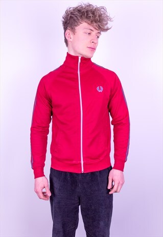 VINTAGE FRED PERRY STRIPED JACKET IN RED