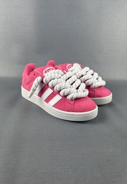 Campus 00s Pink with Thick Chunky Rope Laces
