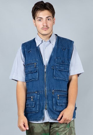 VINTAGE QKM DENIM UTILITY VEST