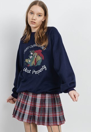 VINTAGE 80S OVERSIZED GRAPHIC SWEATSHIRT IN PURPLE UNISEX M